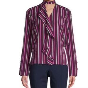Derek Lam 10 Crosby Size 8 Striped Cut-out Top